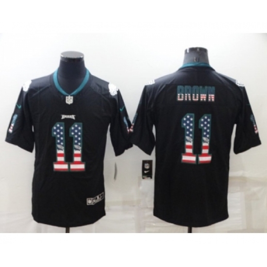 Men's Philadelphia Eagles #11 A. J. Brown Black USA Flag Color Rush Limited Stitched Jersey - Ujersey