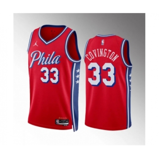 Men's Philadelphia 76ers #33 Robert Covington Red Statement Edition Stitched Jersey - Ujersey