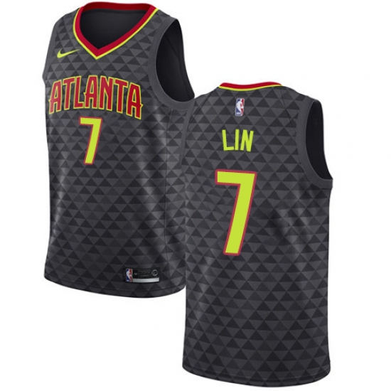 Men's Nike Atlanta Hawks #7 Jeremy Lin Swingman Black NBA Jersey - Icon Edition - Ujersey