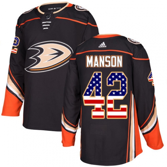 Men's Adidas Anaheim Ducks #42 Josh Manson Authentic Black USA Flag Fashion NHL Jersey - Ujersey