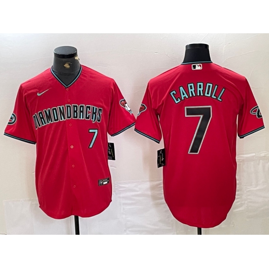 Men's Arizona Diamondbacks #7 Corbin Carroll Red 2024 Cool Base Stitched Baseball Jersey - Ujersey