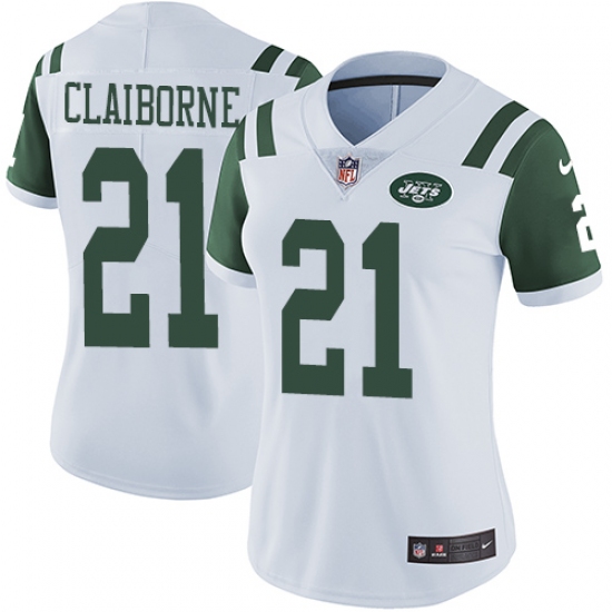 Women's Nike New York Jets #21 Morris Claiborne White Vapor Untouchable Limited Player NFL Jersey - Ujersey