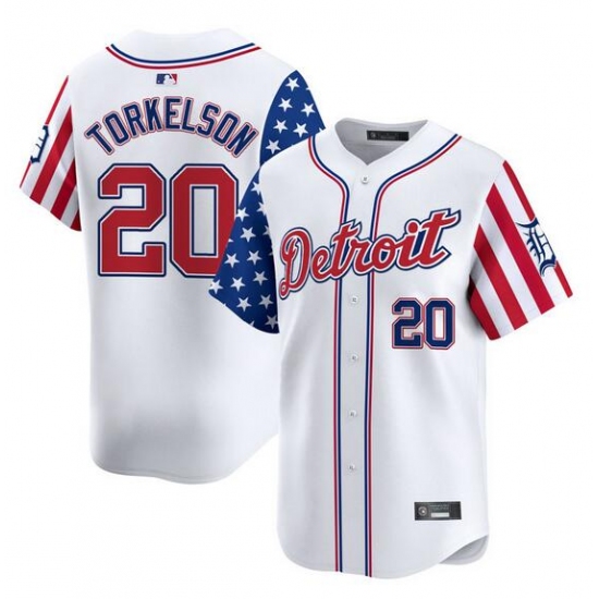 Men's Detroit Tigers #20 Spencer Torkelson White 2025 Independence Day Vapor Premier Limited Stitched Baseball Jersey - Ujersey
