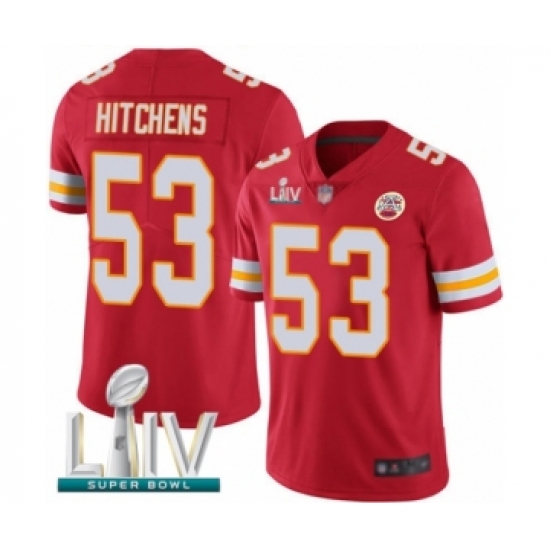 Youth Kansas City Chiefs #53 Anthony Hitchens Red Team Color Vapor Untouchable Limited Player Super Bowl LIV Bound Football Jersey - Ujersey