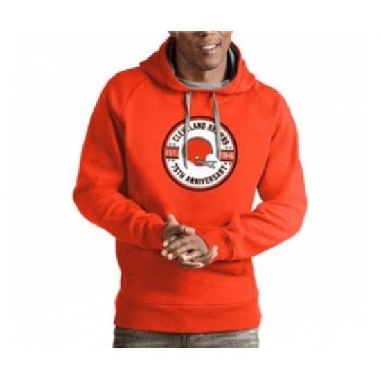 Men's Cleveland Browns 1946 75th Anniversary Orange Pullover Football Hoodie - Ujersey