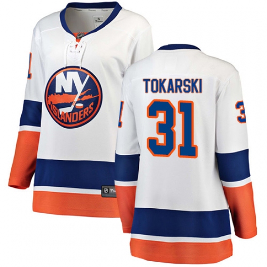 Women's New York Islanders #31 Dustin Tokarski Fanatics Branded White Away Breakaway NHL Jersey - Ujersey