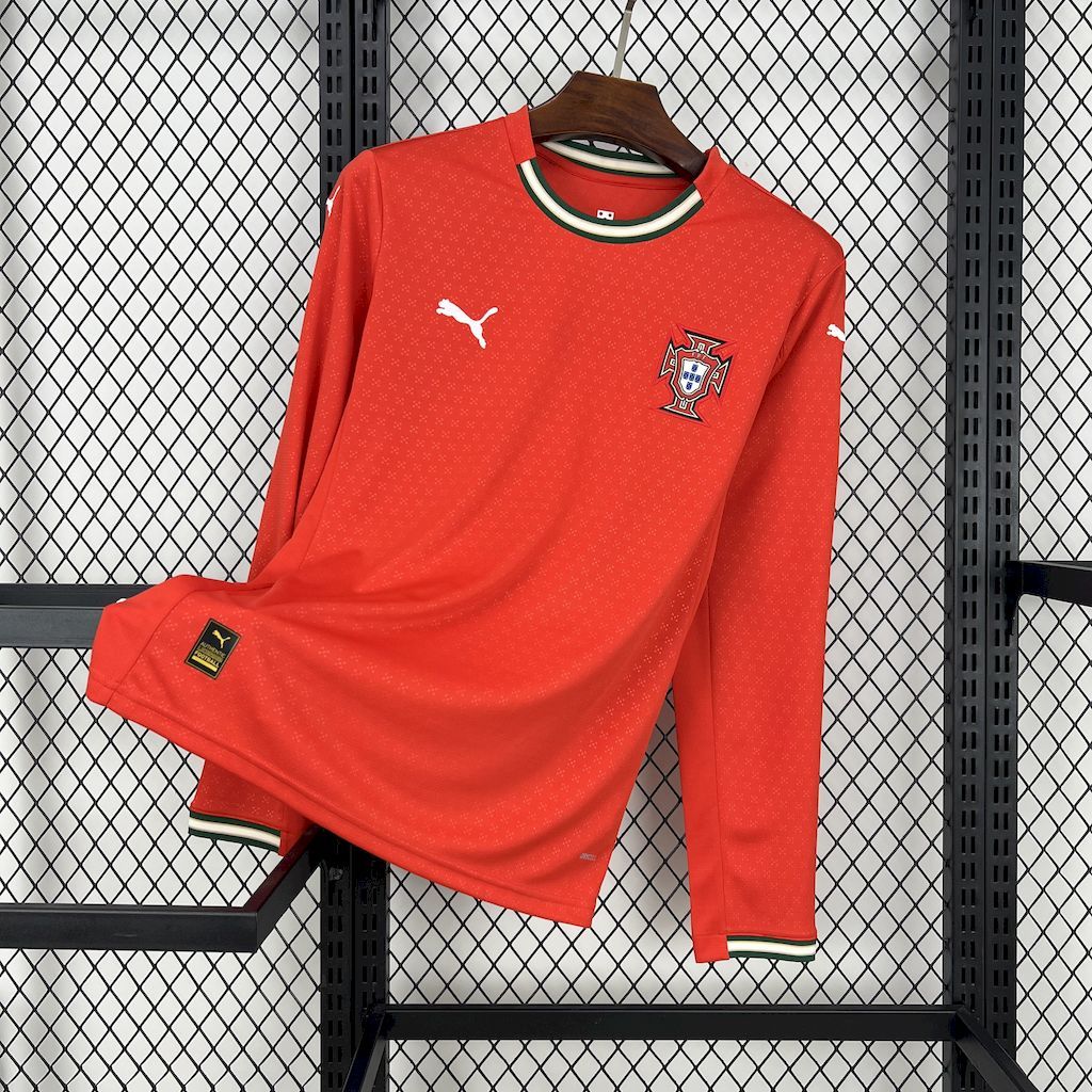 Portugal Soccer Jersey Home Long Sleeve Custom Shirt 2025 - ujerseystore