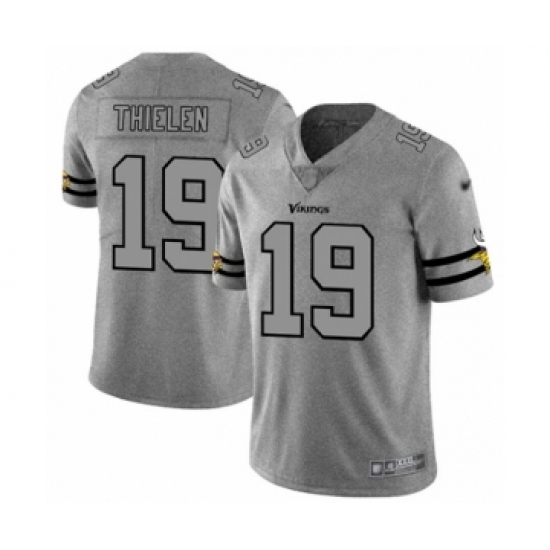 Men's Minnesota Vikings #19 Adam Thielen Limited Gray Team Logo Gridiron Football Jersey - Ujersey