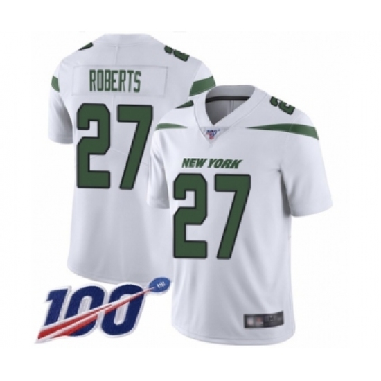 Men's New York Jets #27 Darryl Roberts White Vapor Untouchable Limited Player 100th Season Football Jersey - Ujersey