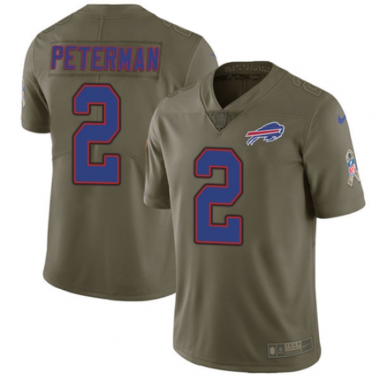 Youth Nike Buffalo Bills #2 Nathan Peterman Limited Olive 2017 Salute to Service NFL Jersey - Ujersey