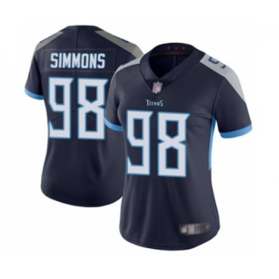 Women's Tennessee Titans #98 Jeffery Simmons Navy Blue Team Color Vapor Untouchable Limited Player Football Jersey - Ujersey