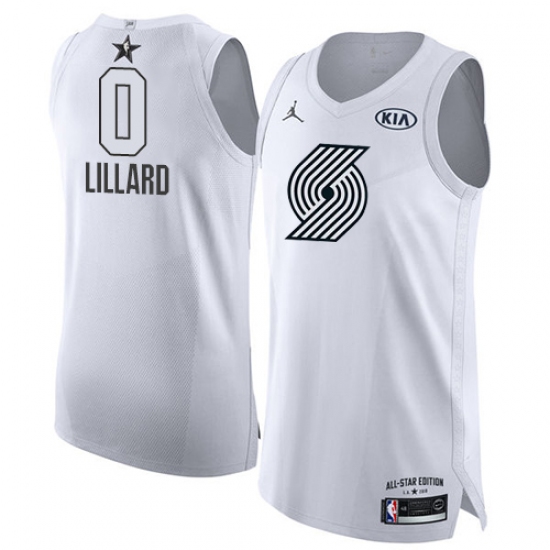 Men's Nike Jordan Portland Trail Blazers #0 Damian Lillard Authentic White 2018 All-Star Game NBA Jersey - Ujersey