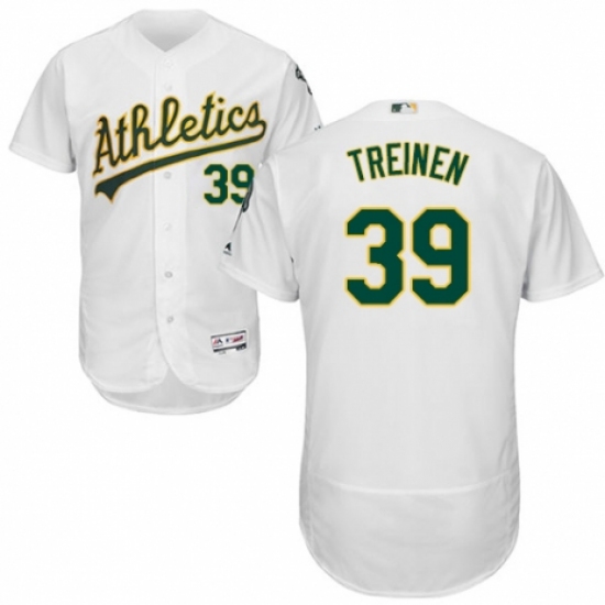 Men's Majestic Oakland Athletics #39 Blake Treinen White Home Flex Base Authentic Collection MLB Jersey - Ujersey