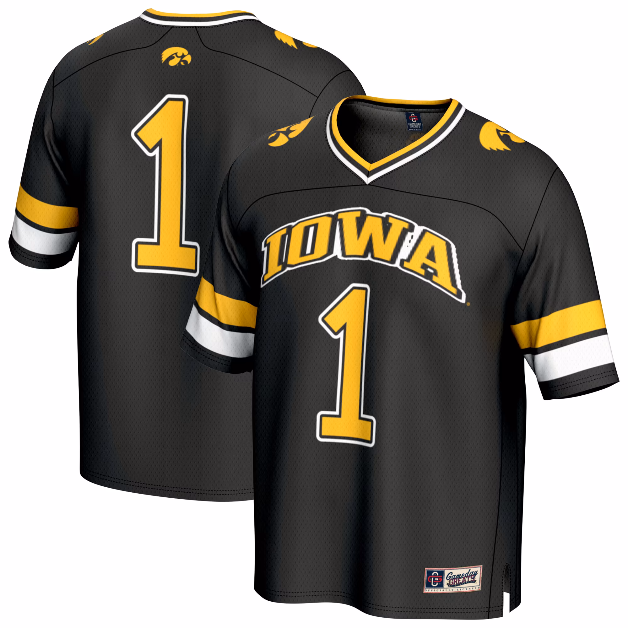 Unisex GameDay Greats Black Iowa Hawkeyes Lightweight Collegiate Football Fashion Jersey