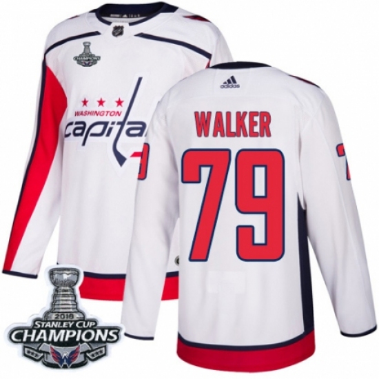 Youth Adidas Washington Capitals #79 Nathan Walker Authentic White Away 2018 Stanley Cup Final Champions NHL Jersey - Ujersey
