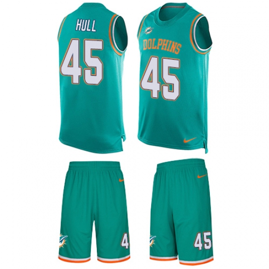 Men's Nike Miami Dolphins #45 Mike Hull Limited Aqua Green Tank Top Suit NFL Jersey - Ujersey