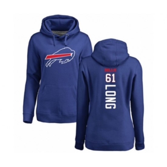Football Women's Buffalo Bills #61 Spencer Long Royal Blue Backer Pullover Hoodie - Ujersey