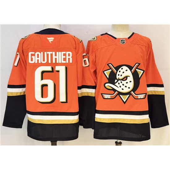 Men's Anaheim Ducks #61 Cutter Gauthier Orange 2026 Home Stitched Hockey Jersey - Ujersey