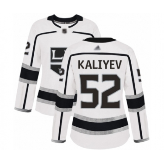 Women's Los Angeles Kings #52 Arthur Kaliyev Authentic White Away Hockey Jersey