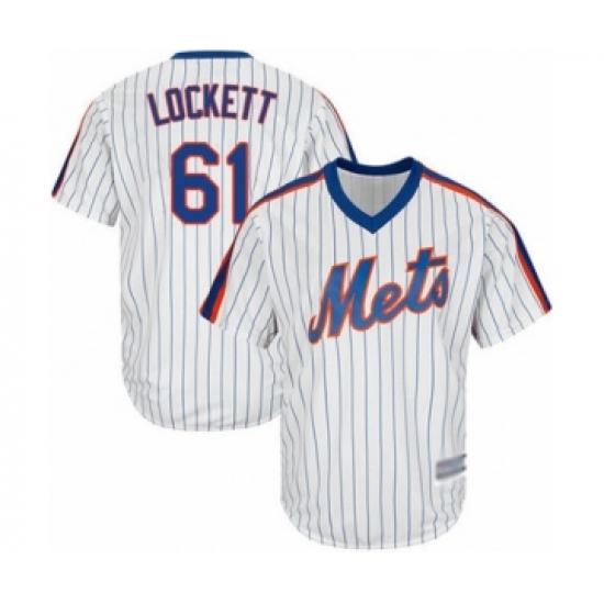 Youth New York Mets #61 Walker Lockett Authentic White Alternate Cool Base Baseball Player Jersey