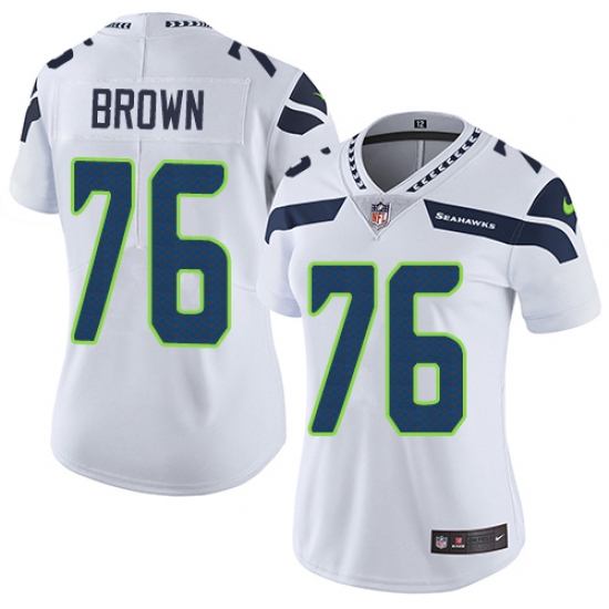 Women's Nike Seattle Seahawks #76 Duane Brown White Vapor Untouchable Limited Player NFL Jersey - Ujersey