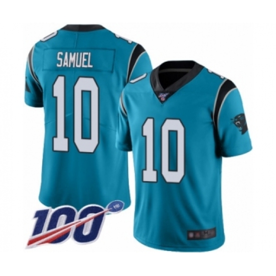 Men's Carolina Panthers #10 Curtis Samuel Blue Alternate Vapor Untouchable Limited Player 100th Season Football Jersey - Ujersey