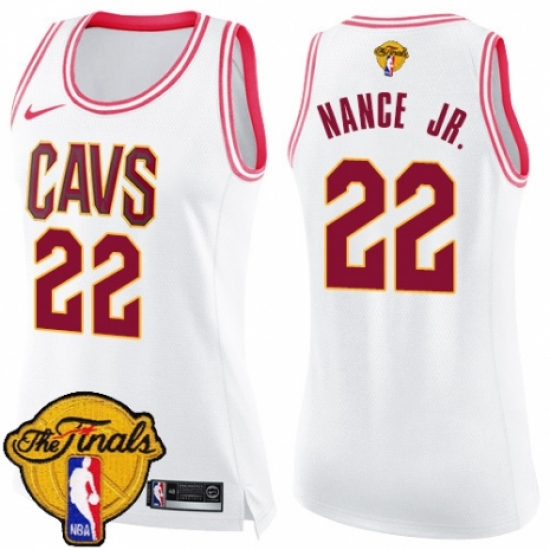 Women's Nike Cleveland Cavaliers #22 Larry Nance Jr. Swingman White/Pink Fashion 2018 NBA Finals Bound NBA Jersey - Ujersey
