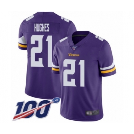Men's Minnesota Vikings #21 Mike Hughes Purple Team Color Vapor Untouchable Limited Player 100th Season Football Jersey - Ujersey