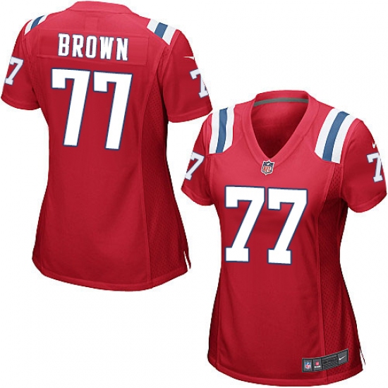 Women's Nike New England Patriots #77 Trent Brown Game Red Alternate NFL Jersey - Ujersey
