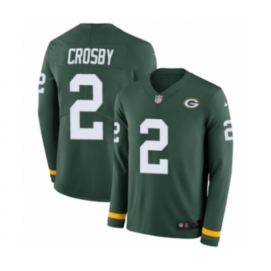 Youth Nike Green Bay Packers #2 Mason Crosby Limited Green Therma Long Sleeve NFL Jersey - Ujersey