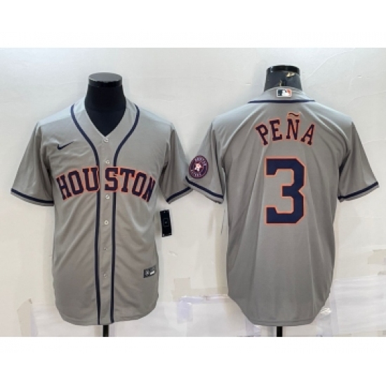 Men's Houston Astros #3 Jeremy Pena Grey With Patch Stitched MLB Cool Base Nike Jersey - Ujersey