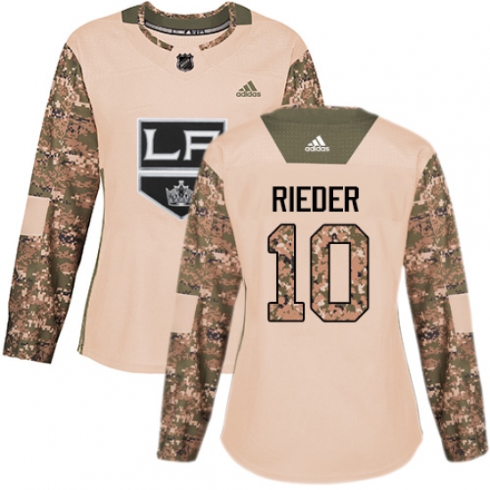 Women's Adidas Los Angeles Kings #10 Tobias Rieder Authentic Camo Veterans Day Practice NHL Jersey - Ujersey