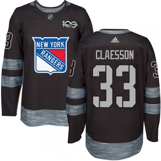 Men's Adidas New York Rangers #33 Fredrik Claesson Authentic Black 1917-2017 100th Anniversary NHL Jersey - Ujersey