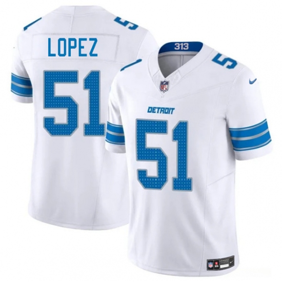 Men's Detroit Lions #51 Roy Lopez White 2025 F.U.S.E. Vapor Limited Football Stitched Jersey - Ujersey