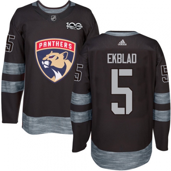 Men's Adidas Florida Panthers #5 Aaron Ekblad Authentic Black 1917-2017 100th Anniversary NHL Jersey - Ujersey