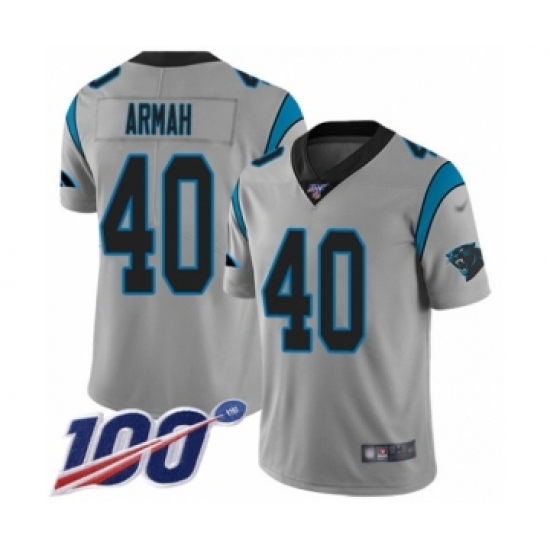 Men's Carolina Panthers #40 Alex Armah Silver Inverted Legend Limited 100th Season Football Jersey - Ujersey