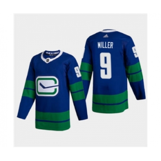 Men's Vancouver Canucks #9 JT Miller 2020-21 Authentic Player Alternate Stitched Hockey Jersey Blue - Ujersey
