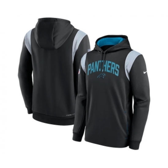 Men's Carolina Panthers Black Sideline Stack Performance Pullover Hoodie - Ujersey