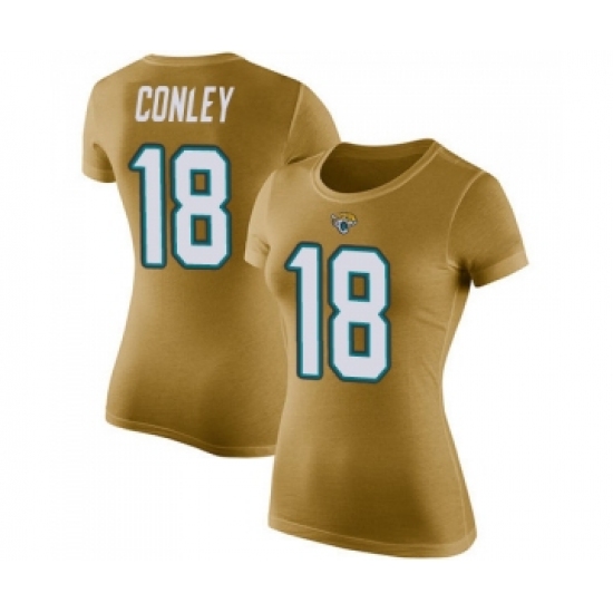 Football Women's Jacksonville Jaguars #18 Chris Conley Gold Rush Pride Name & Number T-Shirt - Ujersey