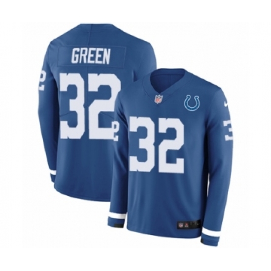 Youth Nike Indianapolis Colts #32 T.J. Green Limited Blue Therma Long Sleeve NFL Jersey - Ujersey