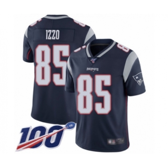 Men's New England Patriots #85 Ryan Izzo Navy Blue Team Color Vapor Untouchable Limited Player 100th Season Football Jersey - Ujersey