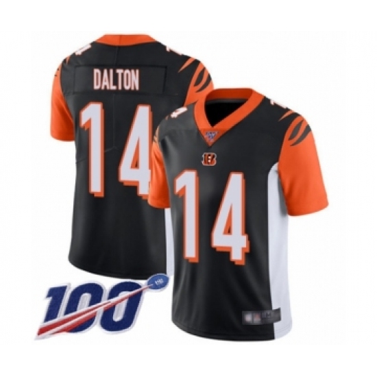 Men's Cincinnati Bengals #14 Andy Dalton Black Team Color Vapor Untouchable Limited Player 100th Season Football Jersey - Ujersey