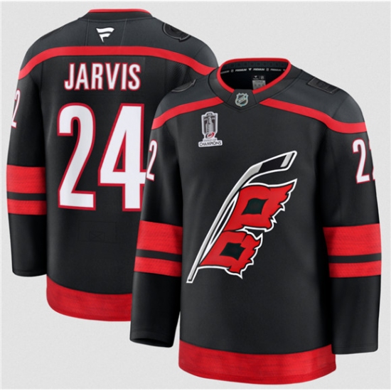 Men's Carolina Hurricanes #24 Seth Jarvis Black 2026 Stanley Cup Champions Home Stitched Jersey - Ujersey