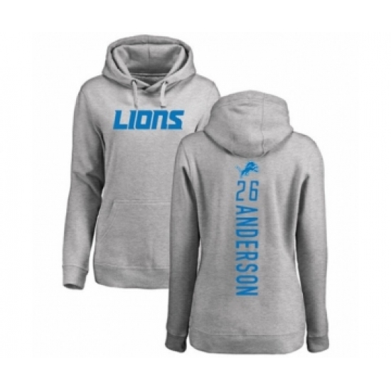 Football Women's Detroit Lions #26 C.J. Anderson Ash Backer Pullover Hoodie - Ujersey