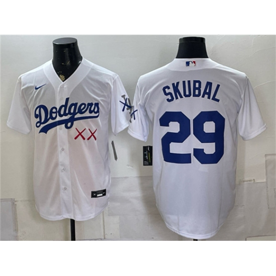 Men's Los Angeles Dodgers x KAWS #29 Tarik Skubal White Vapor Premier Limited Stitched Baseball Jersey - Ujersey
