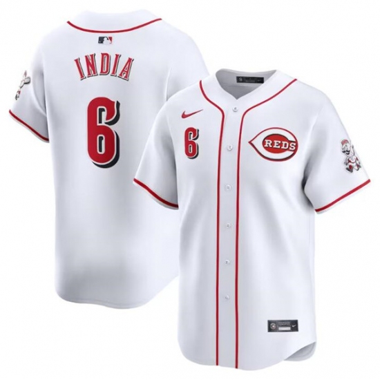 Men's Cincinnati Reds #6 Jonathan India White Home Limited Baseball Stitched Jersey - Ujersey