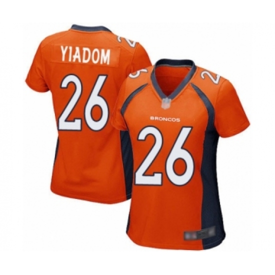 Women's Denver Broncos #26 Isaac Yiadom Game Orange Team Color Football Jersey - Ujersey