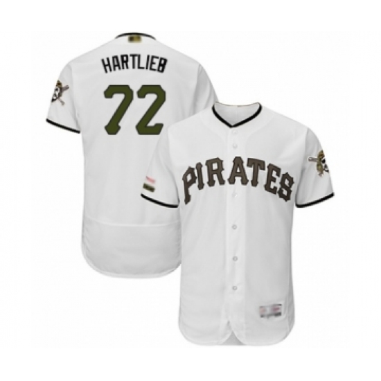 Men's Pittsburgh Pirates #72 Geoff Hartlieb White Alternate Authentic Collection Flex Base Baseball Player Jersey - Ujersey