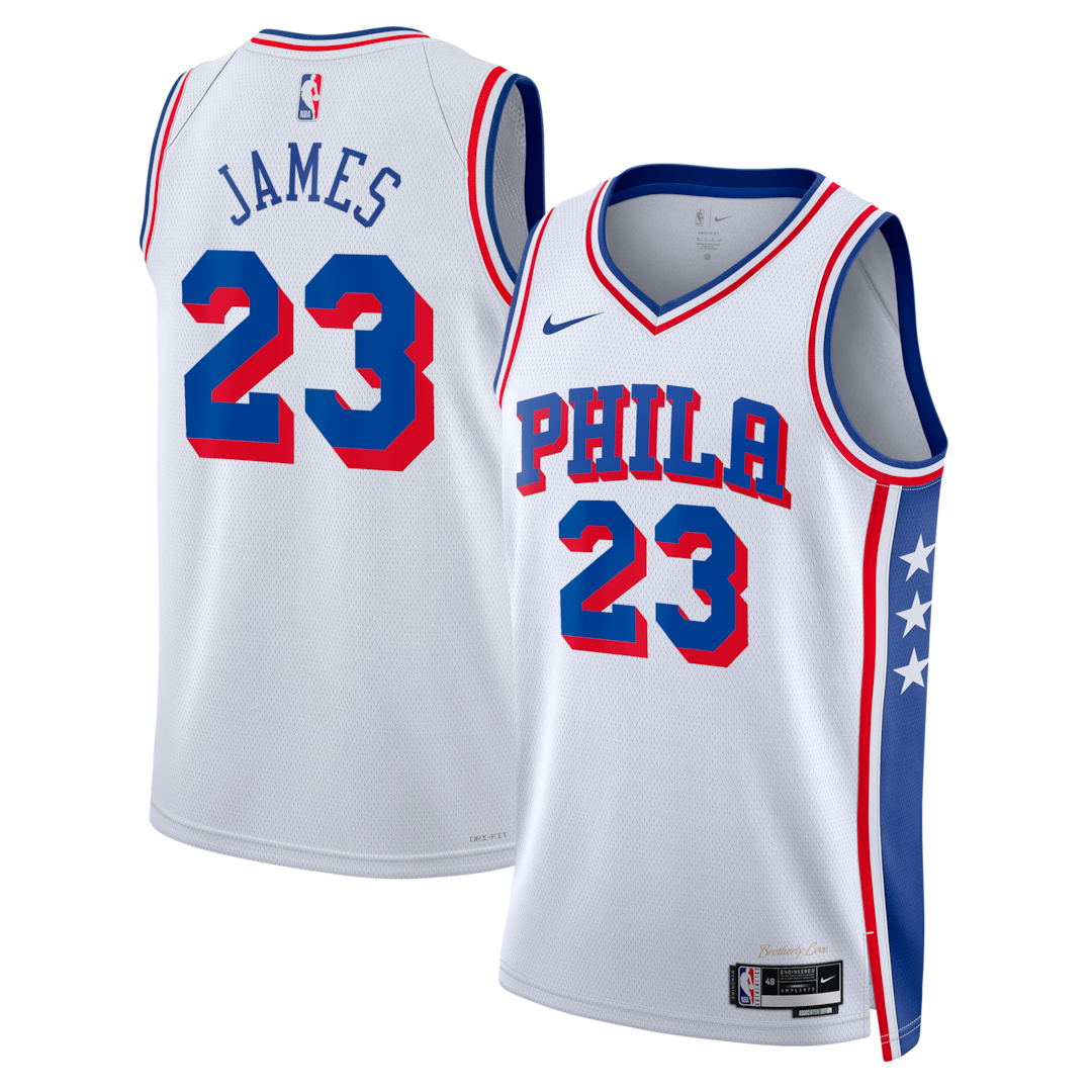 Unisex Philadelphia 76ers LeBron James Nike White Swingman Jersey - Association Edition - Ujersey