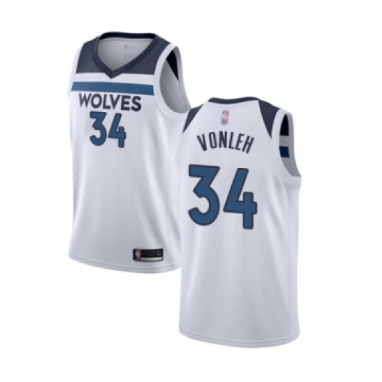 Men's Minnesota Timberwolves #34 Noah Vonleh Authentic White Basketball Jersey - Association Edition - Ujersey